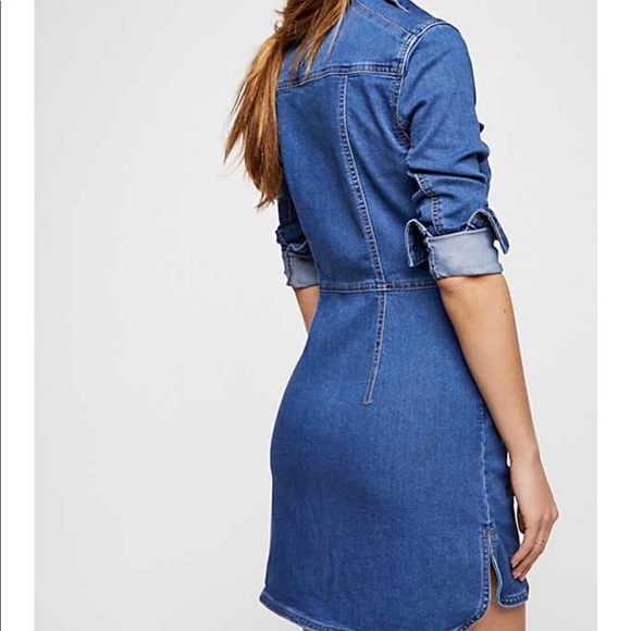 Free People Dynomite Denim Dress Size Medium - Picture 2 of 4